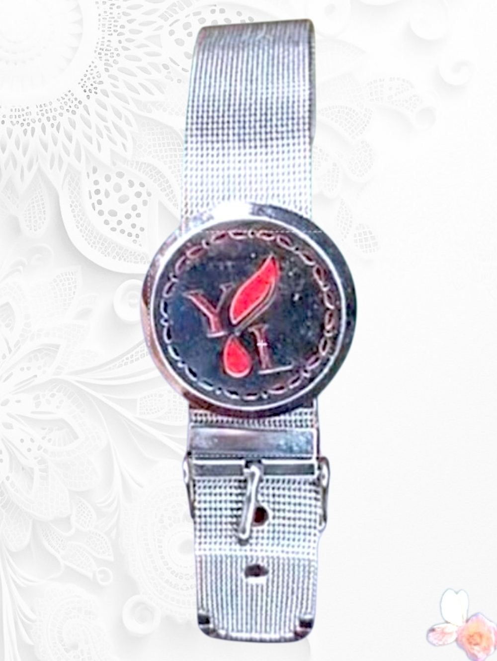 Perfume Holder Buckle Bracelet Mesh Silver Tone Vintage